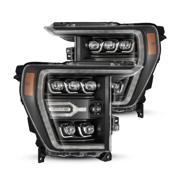 AlphaRex 21-22 Ford F-150 NOVA LED Proj Headlights Plank Style Blk w/Activ Light/Seq Signal - 880137 Photo - Primary