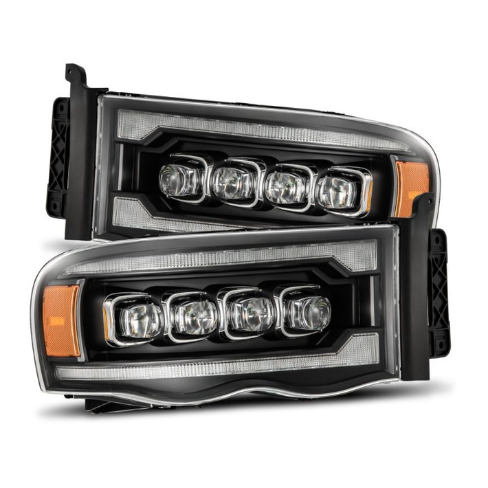AlphaRex 02-05 Dodge Ram 1500 NOVA LED Proj Headlights Plank Style Blk w/Activ Light/Seq Signal - 880564 Photo - Primary