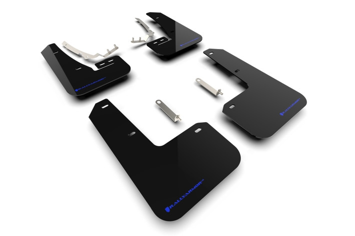 Rally Armor 2022 MK8 Volkswagen Golf GTI/R Black UR Mud Flap w/ Blue Logo - MF80-UR-BLK/BL Photo - Primary