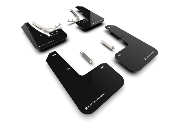 Rally Armor 2022 MK8 Volkswagen Golf GTI/R Black UR Mud Flap w/ White Logo - MF80-UR-BLK/WH Photo - Primary