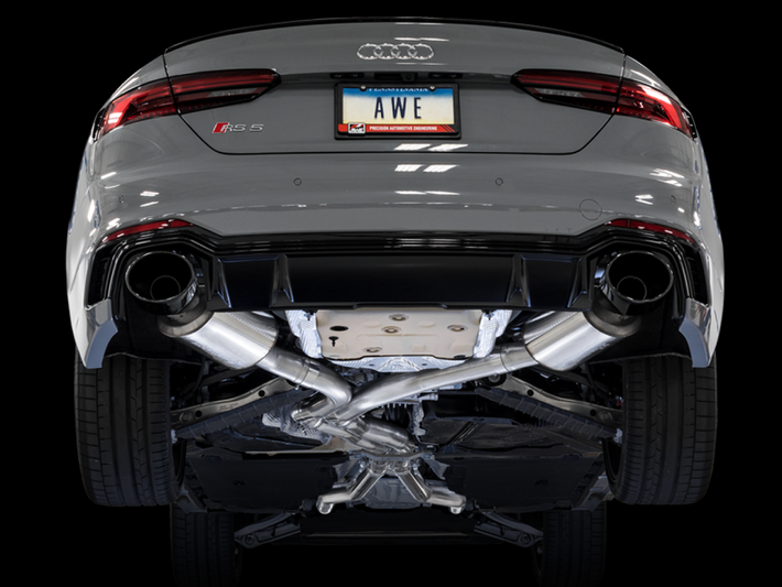 AWE Tuning Audi B9 RS 5 Sportback Touring Edition Exhaust-Resonated- Diamond Black RS Style Tips - 3015-33118 Photo - Primary