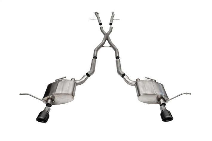 Corsa 11-21 Jeep Grand Cherokee Xtreme 2.5in Cat-Back Dual Rear Exit w/ Single 4.5in Black PVD Tips - 21187BLK Photo - Primary