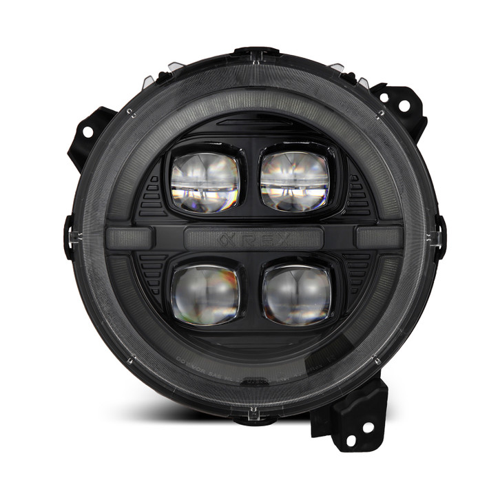 AlphaRex 18-23 Jeep Wrangler JL/Gladiator JT LED Proj Headlights Alpha-Blk w/ Activ Light/Seq Signal - 880867 Photo - Primary