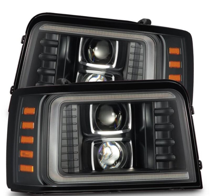 AlphaRex 92-96 Ford F-Series/Bronco LUXX-Series Proj Headlights Blk w/Actv Light SeqSig & SBDRL - 880268 Photo - Primary