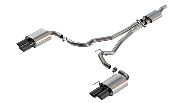 Borla 2024 Ford Mustang 2.3L Ecoboost S-Type Black Chrome Catback Exhaust w/ Quad Tips - Non-Active - 140981BC Photo - Primary