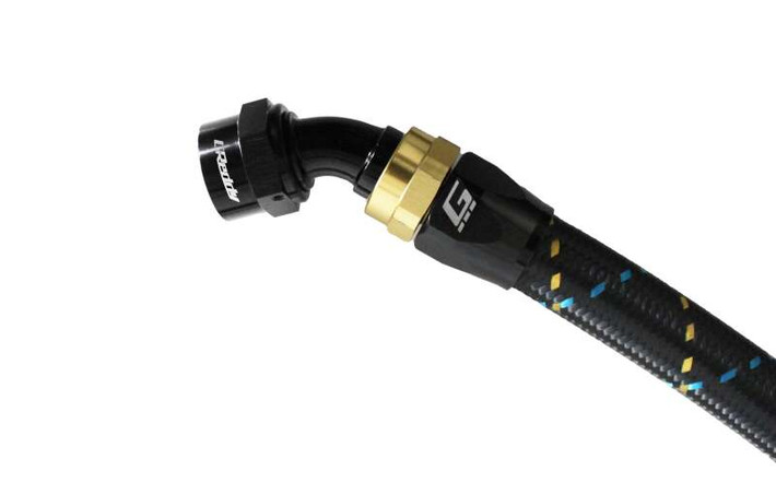 GReddy AN08 45 DEGREE HOSE END SWIVEL BLACK/GOLD ANODIZED - 12800845 Photo - Primary