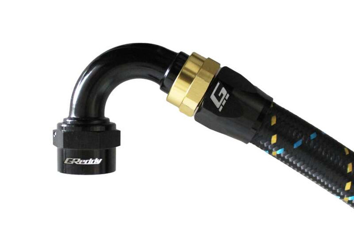 GReddy AN10 120 DEGREE HOSE END SWIVEL BLACK/GOLD ANODIZED - 12801012 Photo - Primary