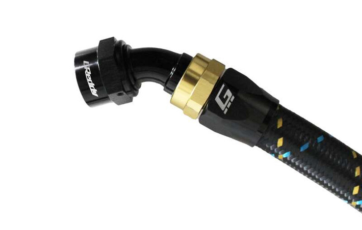 GReddy AN10 45 DEGREE HOSE END SWIVEL BLACK/GOLD ANODIZED - 12801045 Photo - Primary
