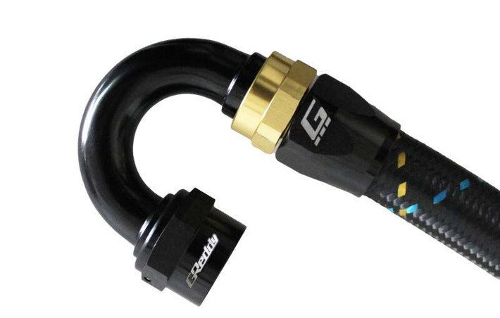 GReddy AN12 180 DEGREE HOSE END SWIVEL BLACK/GOLD ANODIZED - 12801218 Photo - Primary
