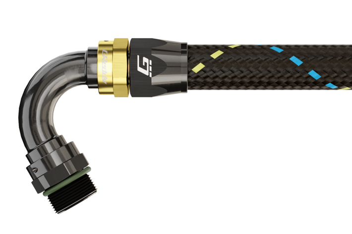 GReddy AN08 120 DEGREE ORB MALE BLACK/GOLD ANODIZED - 12810812 Photo - Primary