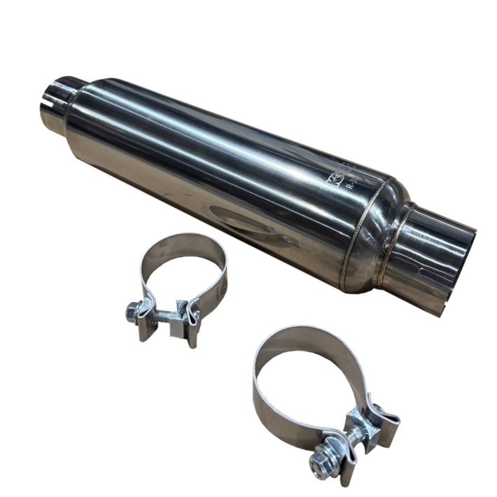 Kooks 3in. Round Clamp In Muffler 14in. Long Polished Stainless Steel - R300-14-CI Photo - Primary