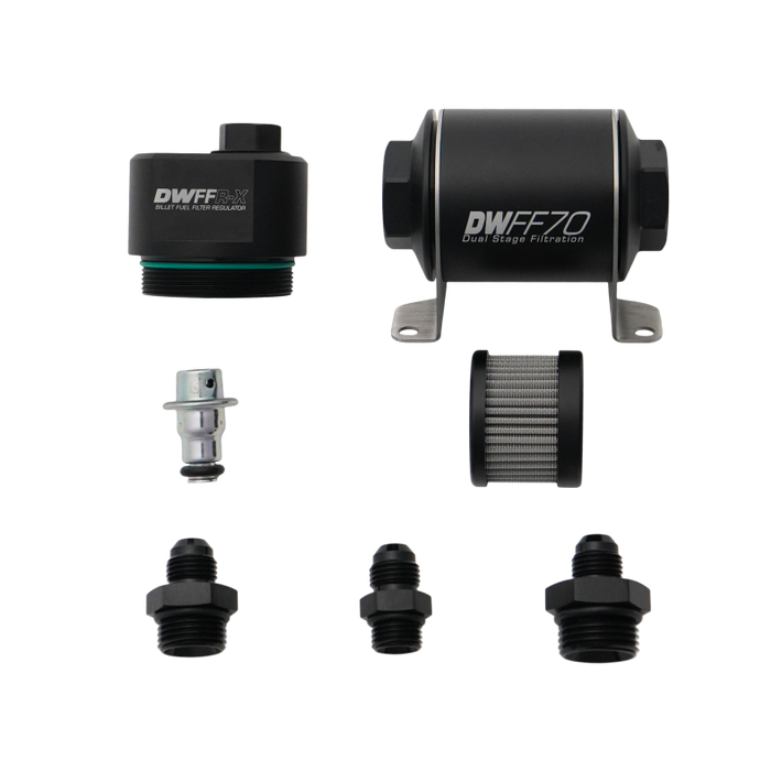 DeatschWerks DWFFR-X 70mm Billet Fuel Filter Regulator - 10 Micron with 6AN Fittings - 8-FFR-070-010K-6 Photo - Primary