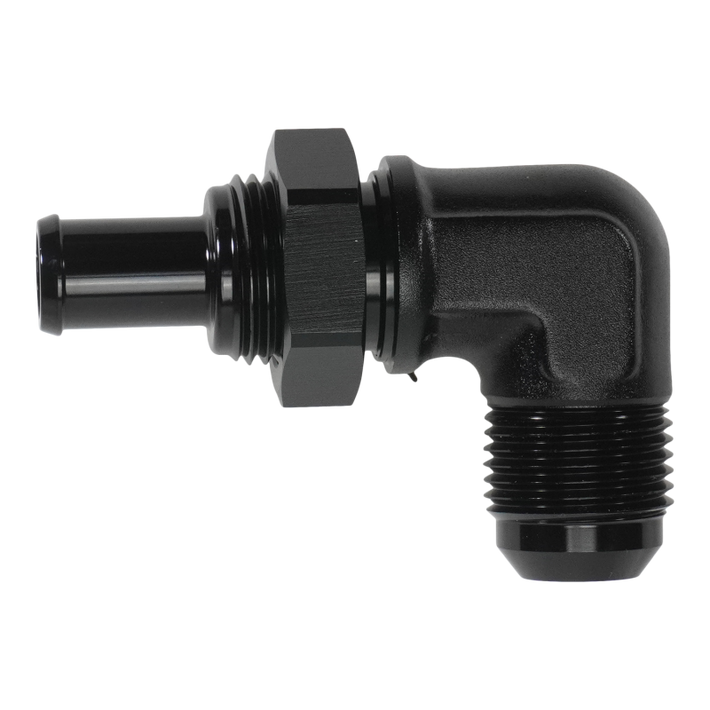 DeatschWerks 10AN Male Flare Bulkhead to 1/2in Hose Barb 90-Degree - 6-02-0794-B Photo - Primary