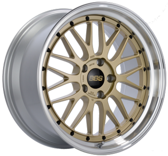 BBS LM 18x9 5x114.3 ET42 Gold Center Diamond Cut Lip Wheel - 82mm PFS/Clip Required - LM077GPK Photo - Primary
