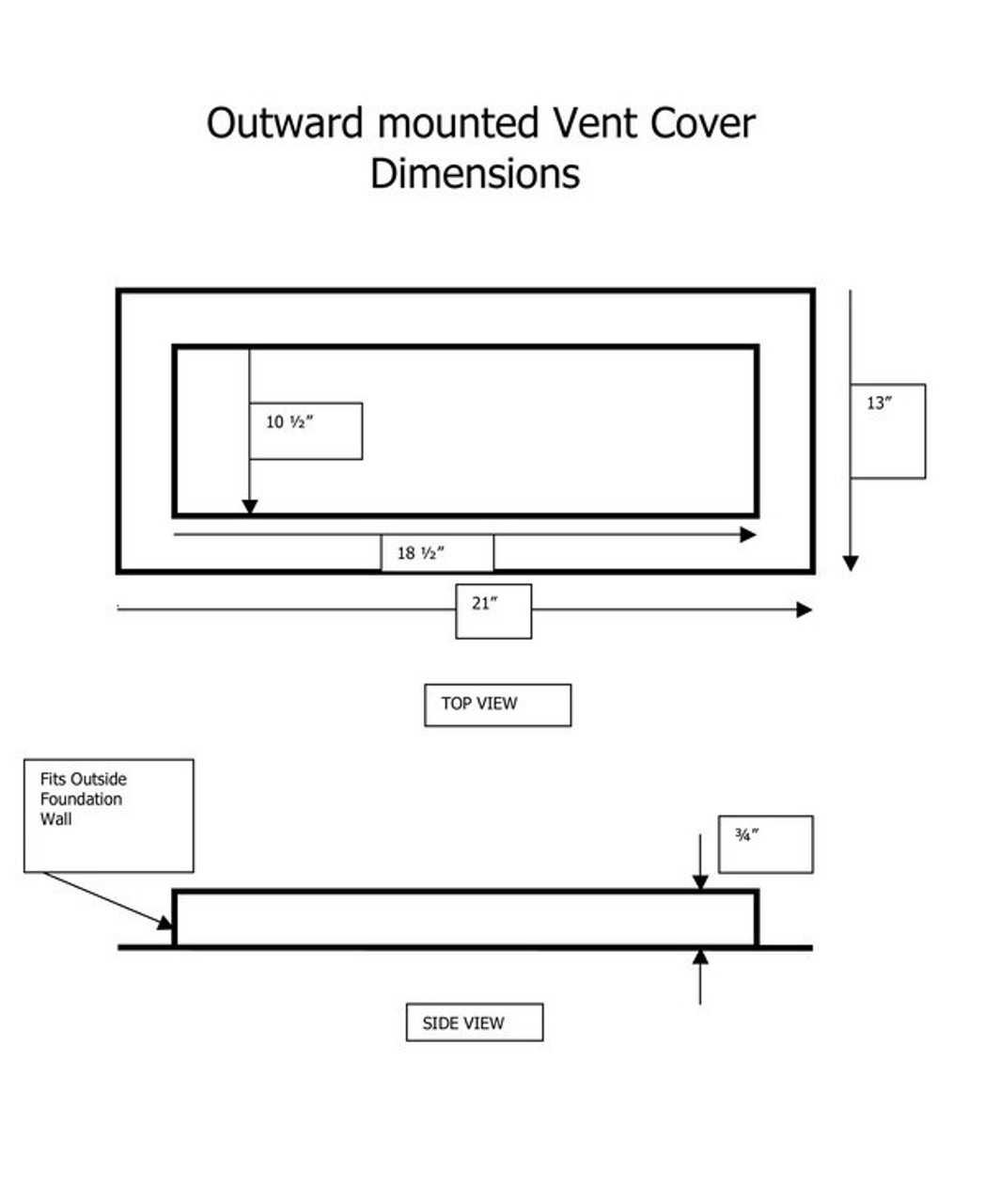 Crawl Space Large & Small Outward Vent Covers Dimensions