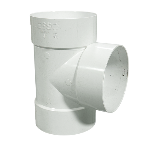 4" S&D PVC Tee (Hub x Hub x Hub)