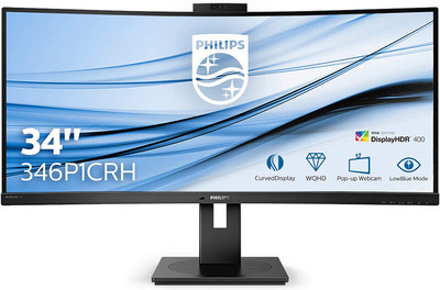 Philips 34 inch - Ultrawide 21:9 HDR Adobe - USB-C docking - Windows Hello webcam