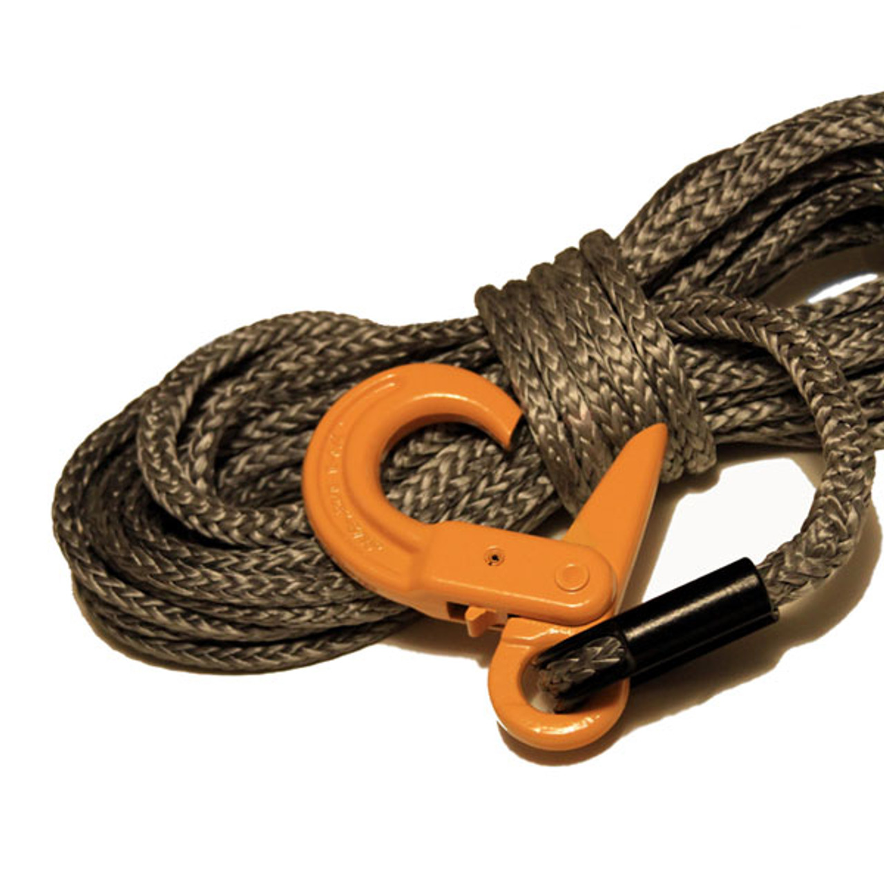 Gray 7/16' Synthetic Winch Rope with HD Safety Hook