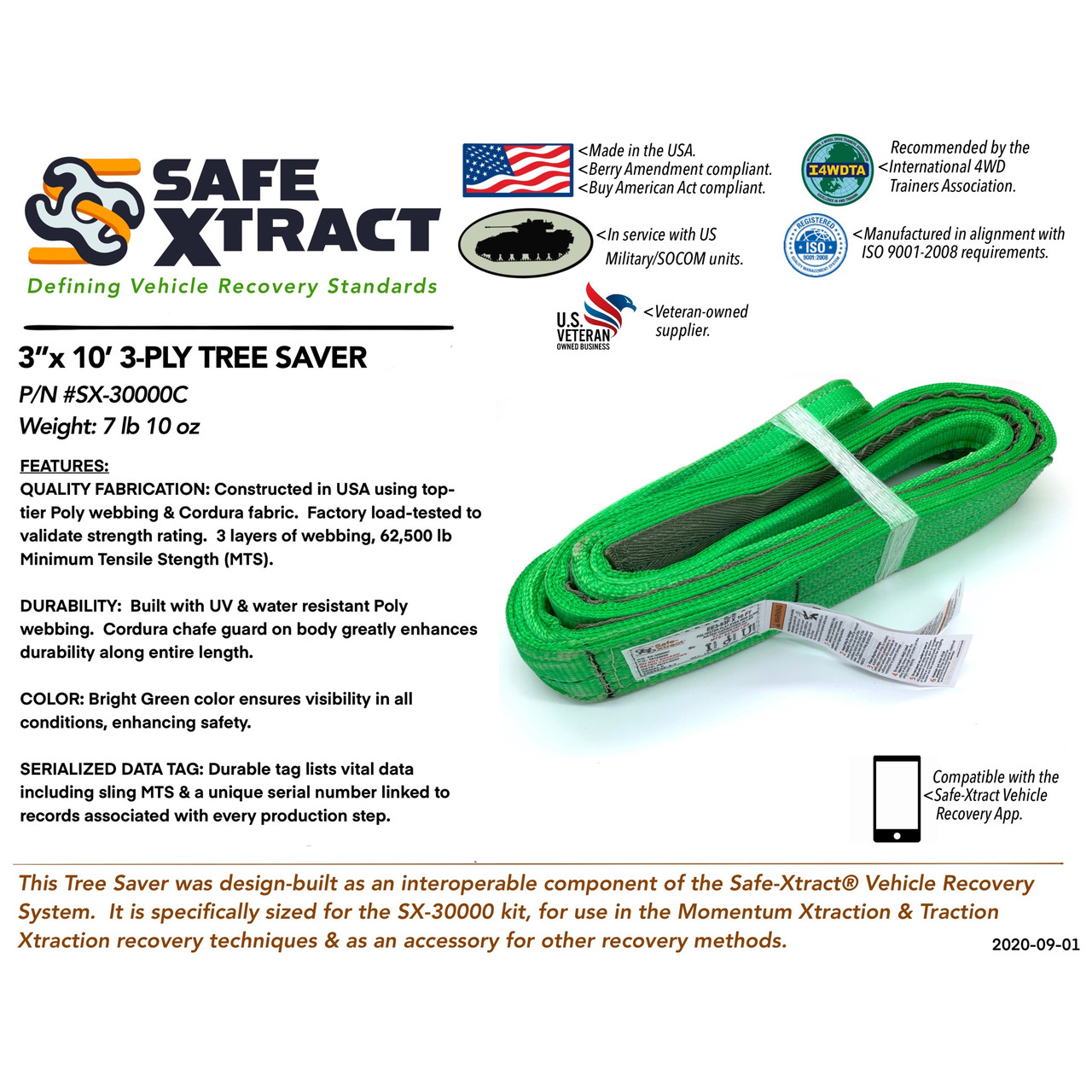 SX-30000C Tree Saver (3" x 10' 3-ply Tree Saver) 62,500 lb MTS