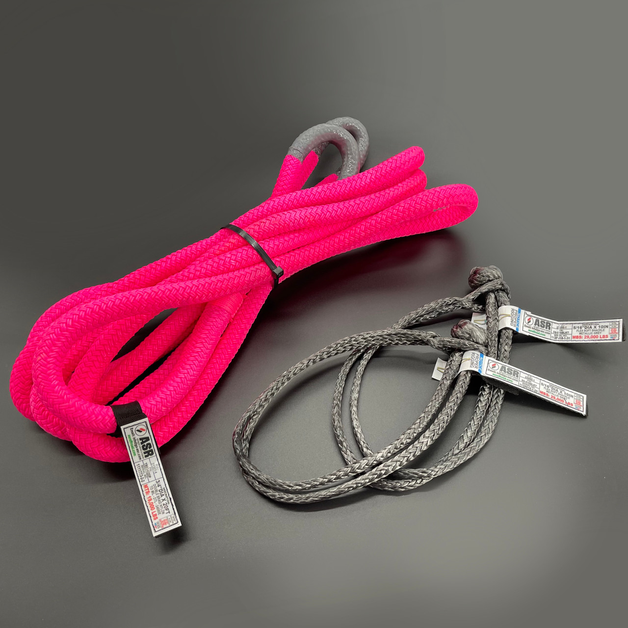 1) Pink 3/4 X 20' Kinetic Rope + (2) 5/16 Soft Shackles - ASR