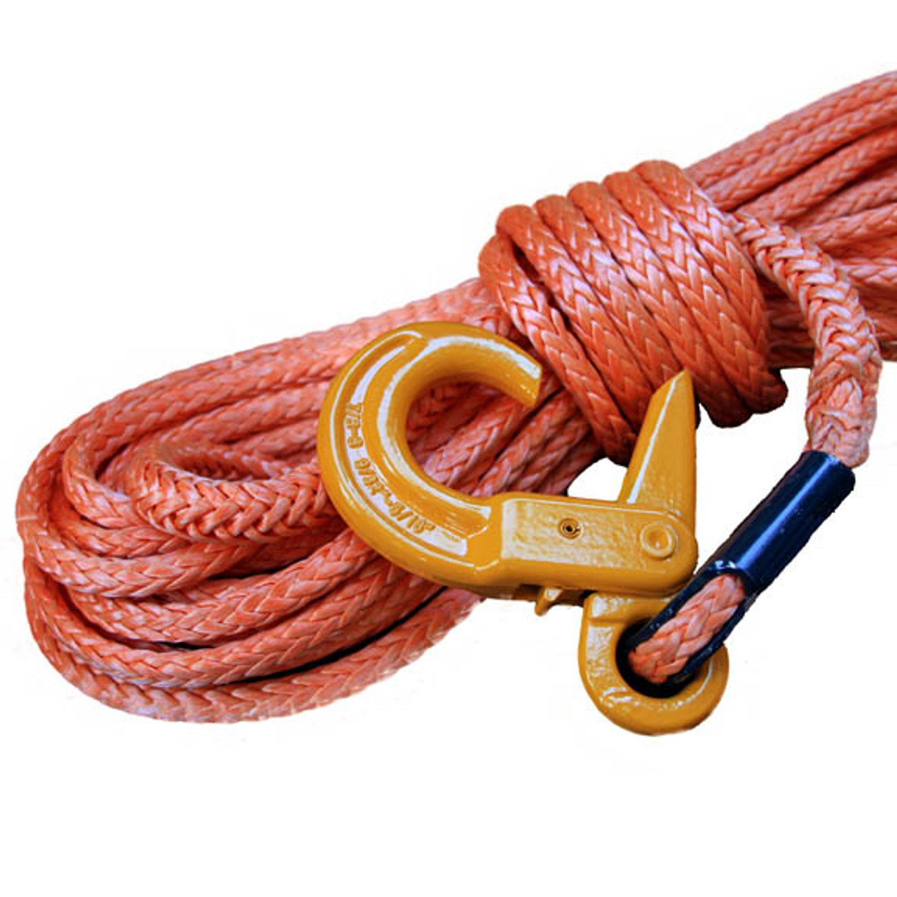 Orange 7/16" Synthetic Winch Rope with HD Safety Hook