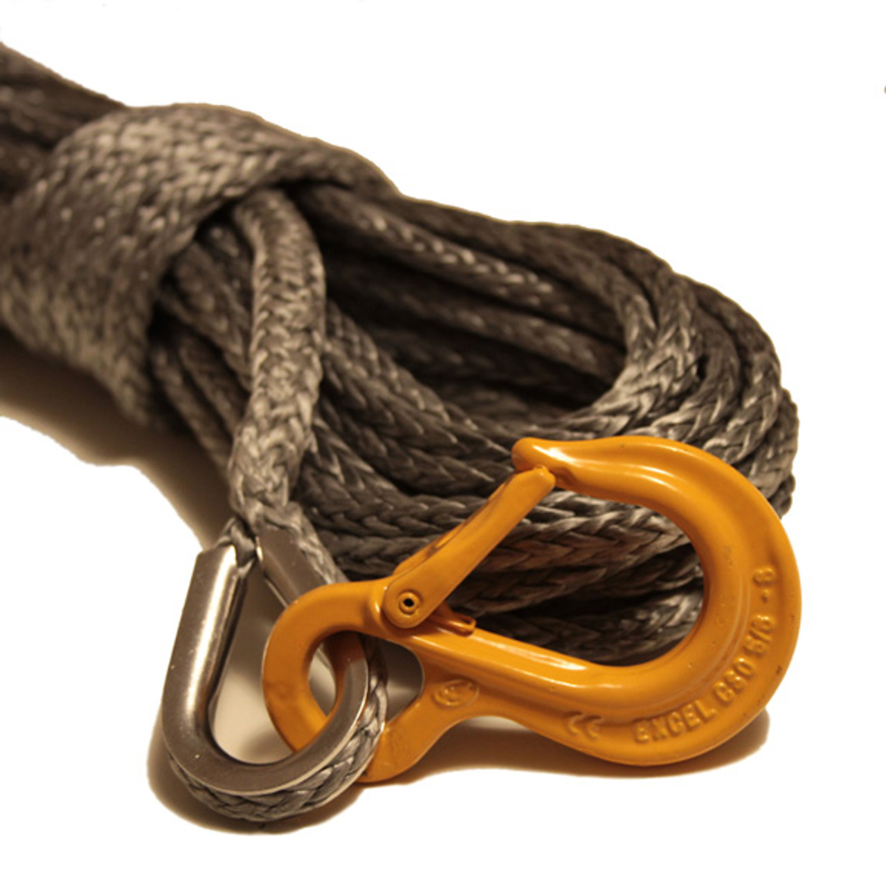 Gray 1/4" Synthetic Winch Rope, with HD Excel Sling Hook