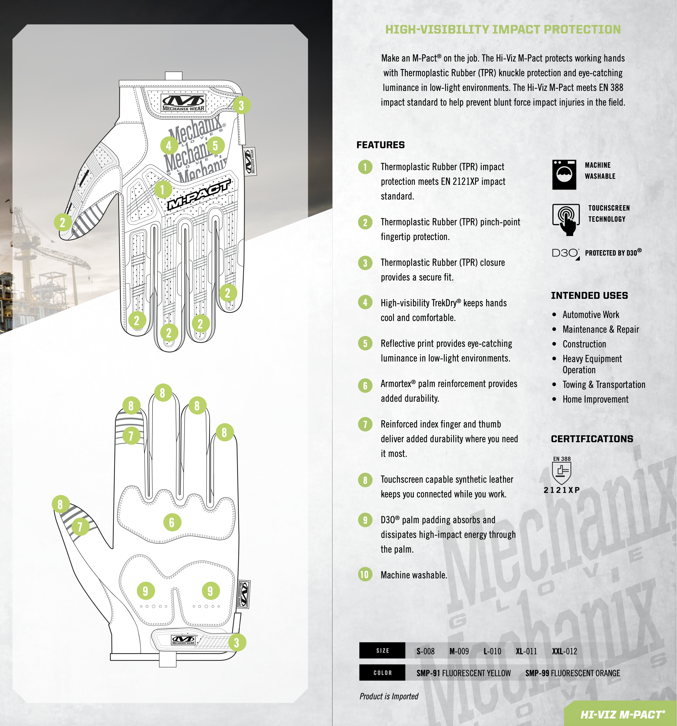 Mechanix Wear - M-Pact Work Glove, Black, Size X-Large, Touchscreen  Capable, TPR Impact Protection, D30 Padded Palm