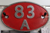 JWN 9012. DIESEL ALLOY SHEDCODE PLATE  83 A, NEWTON ABBOT.