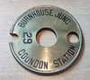 VT 6223 BRASS TABLET WITH LEATHER POUCH "BURNHOUSE JUNC-COUNDON STATION"