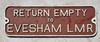 RA 6562 CAST IRON "RETURN TO EVESHAM LMR" WAGON PLATE