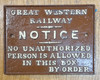 RA 6919 G.W.R. CAST IRON SIGNAL BOX DOOR NOTICE "IS" TYPE