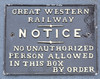 RA 7102  G.W.R. CAST IRON SIGNAL BOX DOOR NOTICE