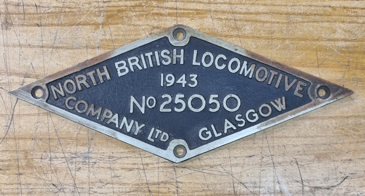 RA 6823  NORTH BRITISH LOCOMOTIVE LTD BRASS WORKSPLATE EX 90163