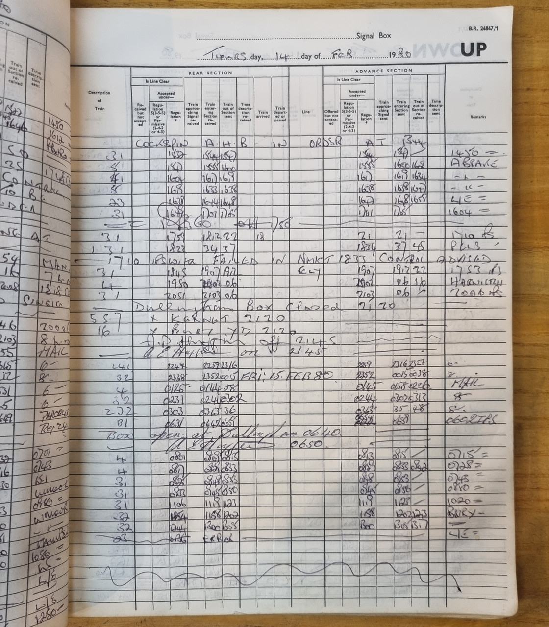 RA 7093   BLOCK TRAIN REGISTER FROM  CASTLE CARY BOX