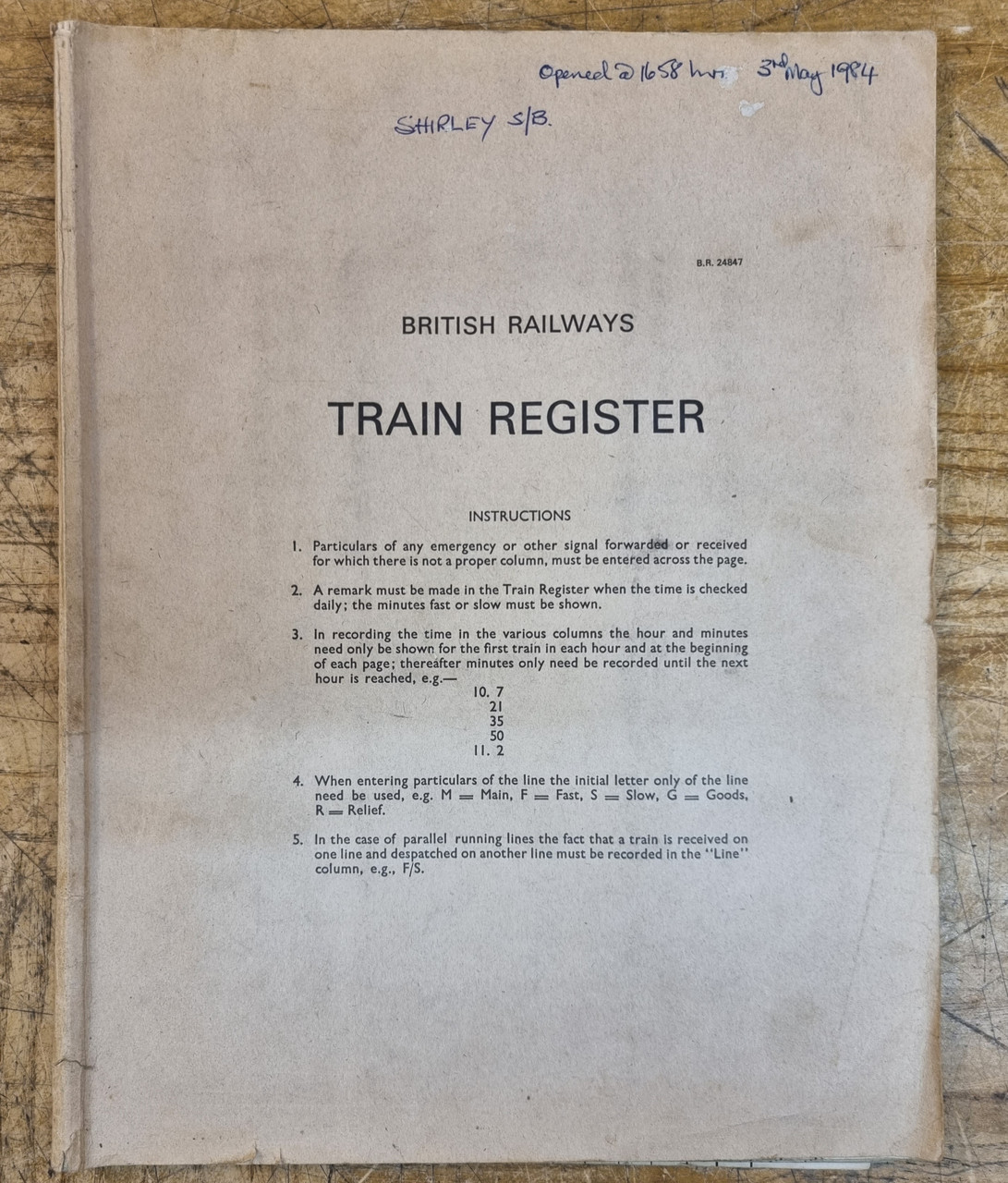 RA 7124   BLOCK TRAIN REGISTER FROM  SHIRLEY BOX