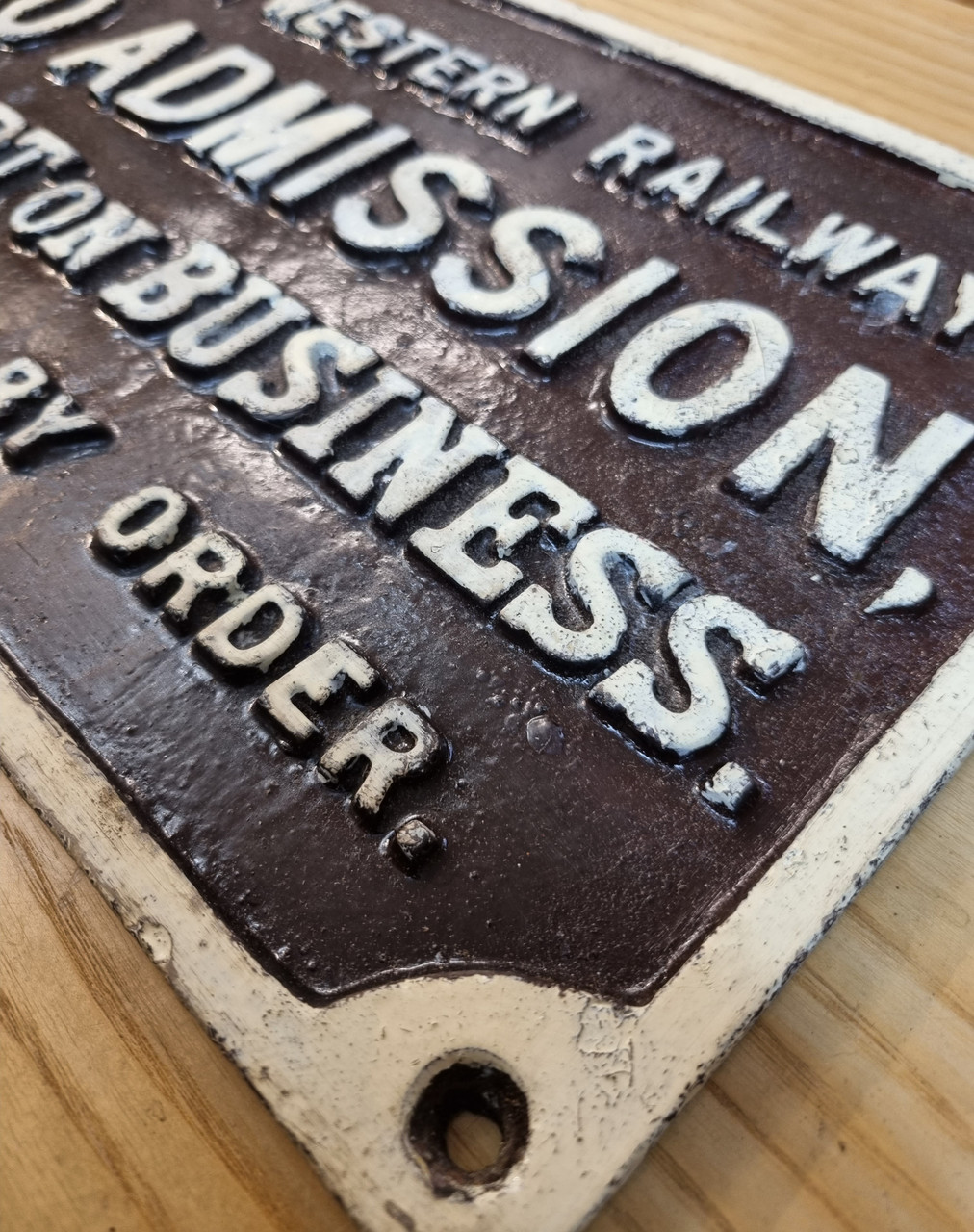 RA 6885A  G.W.R. CAST IRON "NO ADDMISSION EXCEPT ON BUSINESS" DOORPLATE
