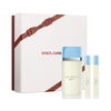 SET D&G DOLCE & GABBANA 3PC LIGHT BLUE POUR FEMME 3.38 EDT+0.33 EDT SPRAY (2) (W) HARD BOX