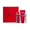 SET SF SALVATORE FERRAGAMO 3PC FERRAGAMO RED LEATHER 3.4 EDP+3.4 SG+0.50 EDP SPRAY (M) HARD BOX