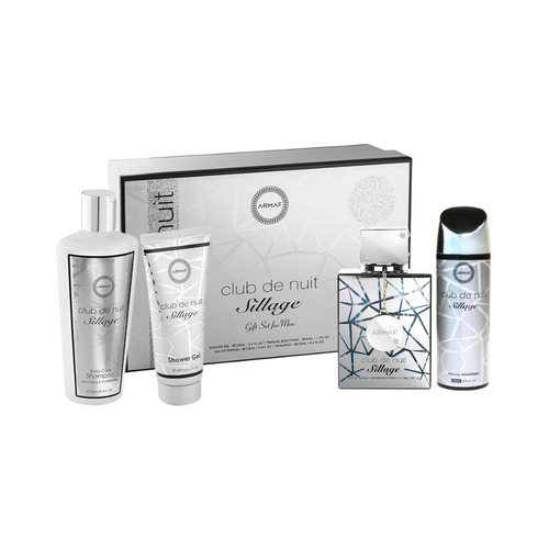 SET ARMAF 4PC CLUB DE NUIT SILLAGE 3.6 EDP+1.7 BODY SPY+3.4 SG+8.4 SHAMPOO (M) HARD BOX