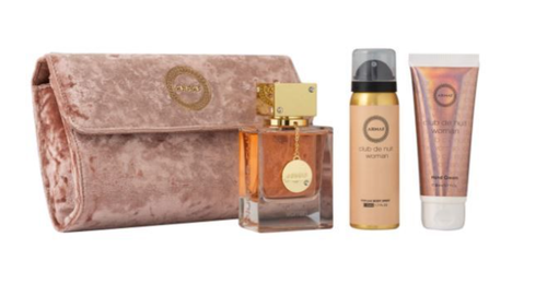 SET ARMAF 4PC CLUB DE NUIT 2.37 EXTRAIT DE PARFUM+1.7 HAND CREAM+1.7 BODY SPRAY+BAG (W) HARD BOX