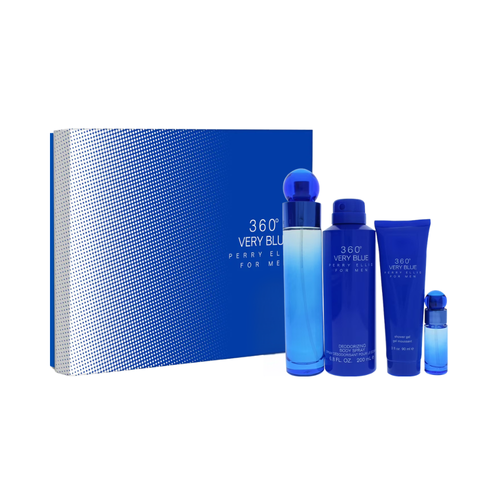 SET PE PERRY ELLIS 4PC 360 VERY BLUE 3.4 EDT+6.0 DEO SPRAY+3.0 SG+0.25 EDT SPRAY (M) HARD BOX