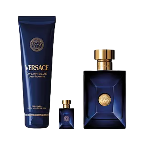 SET VERSACE 3PC DYLAN BLUE POUR HOMME 3.4 EDT+5.0 SG+0.17 EDT MINI (M) HARD BOX