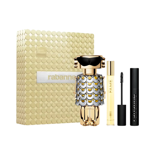 SET PR PACO RABANNE 3PC FAME 2.7 EDP+0.34 EDP SPRAY+MASCARA (W) SOFT BOX TRAVEL EXCLUSIVE
