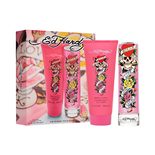 SET EH ED HARDY 2PC POUR FEMME 3.4 EDP+6.8 BL (W) SOFT BOX