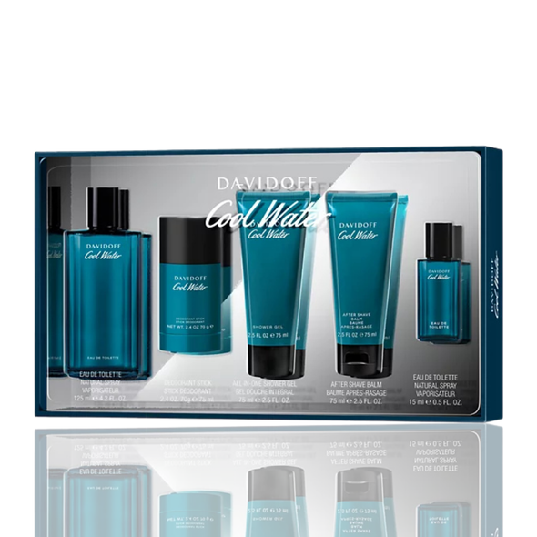 SET DAVIDOFF 5PC COOL WATER 4.2 EDT+2.5 ASB+2.4 DEO STICK+2.5 SG+0.5 EDT (M) HARD DISPLAY BOX