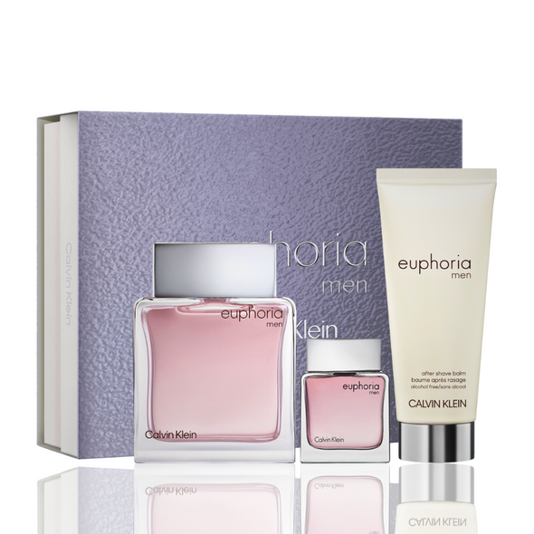 SET CK CALVIN KLEIN 3PC EUPHORIA 3.3 EDT+3.3 ASB+0.5 EDT (M) HARD BOX