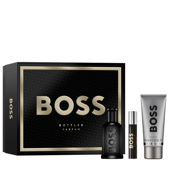 SET HB HUGO BOSS 3PC BOSS BOTTLED PARFUM 3.3 PARFUM+0.33 PARFUM SPRAY+3.3 SG (M) HARD BOX