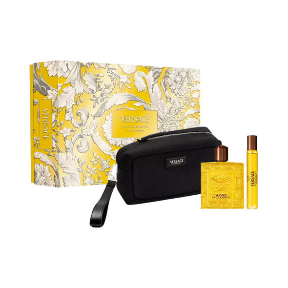 SET VERSACE 3PC EROS ENERGY 3.4 EDP+0.30 EDP SPRAY+BLACK TROUSSE (M) HARD BOX