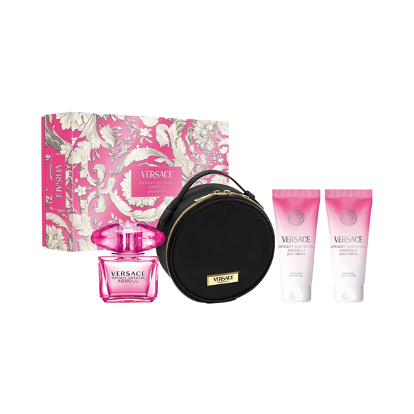 SET VERSACE 4PC BRIGHT CRYSTAL ABSOLU 3.0 EDP+3.3 SG+3.4 BL+MAKEUP CASE (W) HARD BOX
