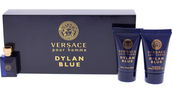SET VERSACE 3PC DYLAN BLUE POUR HOMME 0.17 EDT+0.8 SG+0.8 ASB (M) SOFT BOX